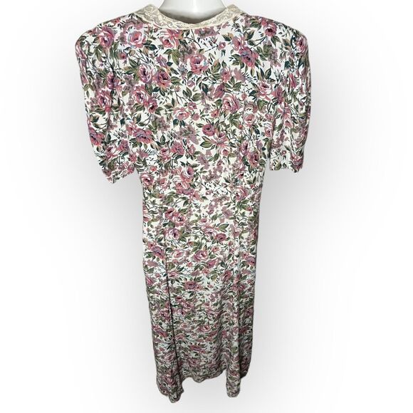 Jonathan Martin Vintage 80s Pastel Floral Lace Collar Cottagecore A-Line Dress - Picture 12 of 16